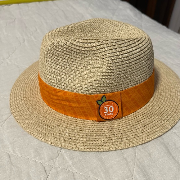 Disney Other - Epcot Flower and Garden Beige Straw Hat with Orange Bird Band